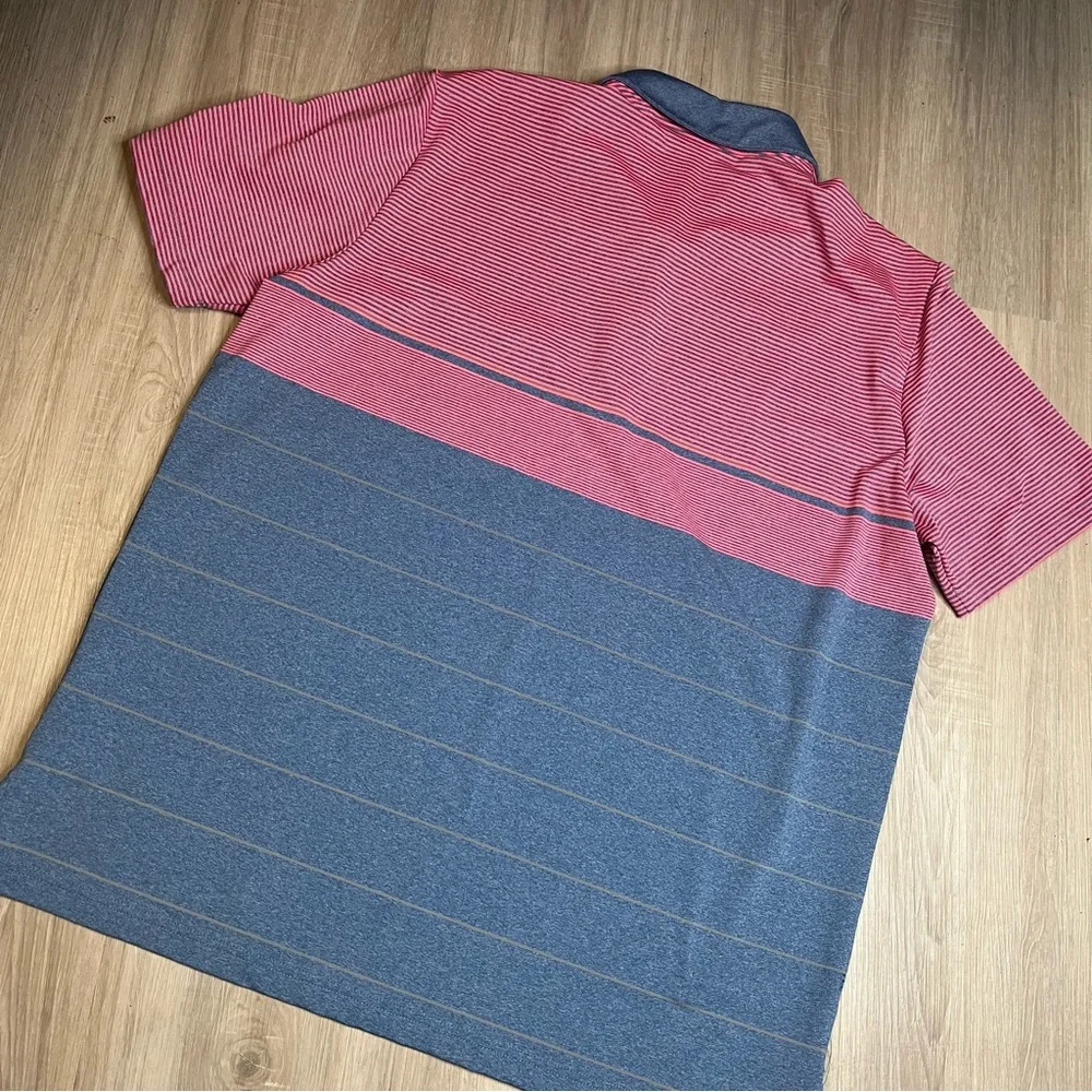 Adidas Men's Polo Striped Short Sleeve Shirt in Red and Blue Golf Polo‎